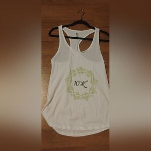 Next Level Apparel White Tank Top with Green Pattern Running Sleeveless Tank Top